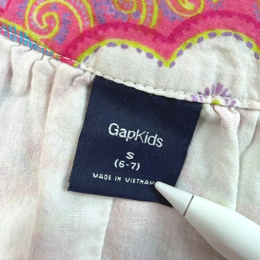 GapKids Pink Paisley Dress Girls S 6-7 Medallion Sleeveless Cotton Boho Summer